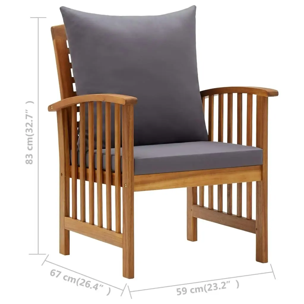 Garden Chairs with Cushions 2 pcs Solid Acacia Wood 310258