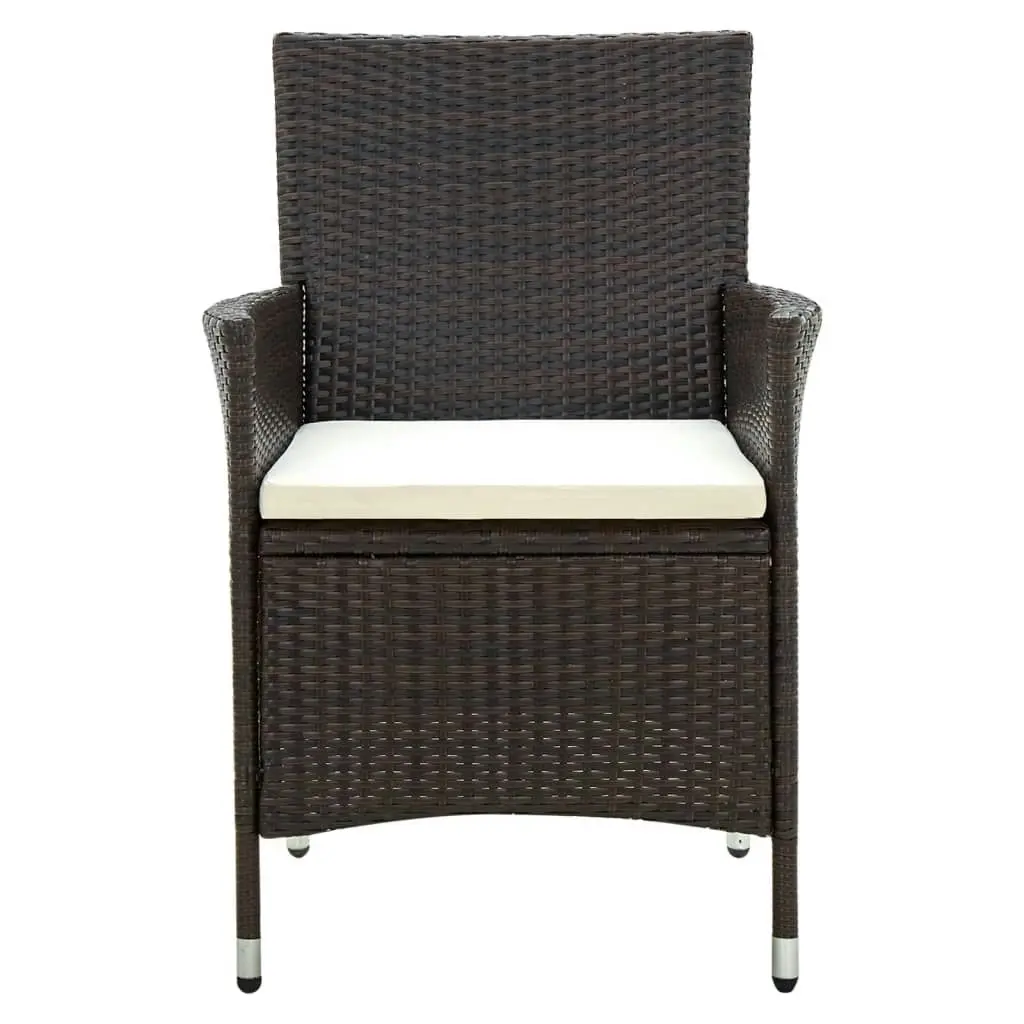 Garden Chairs with Cushions 2 pcs Poly Rattan Brown 316679