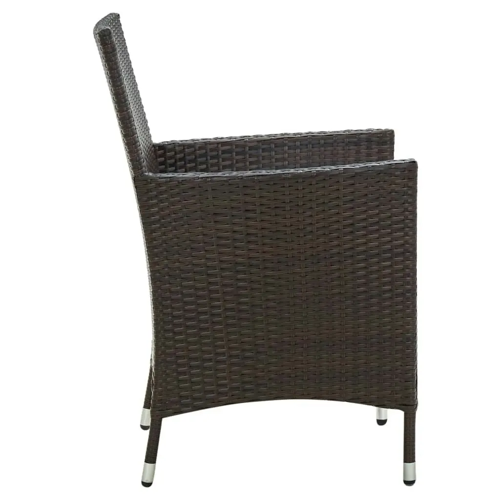 Garden Chairs with Cushions 2 pcs Poly Rattan Brown 316679