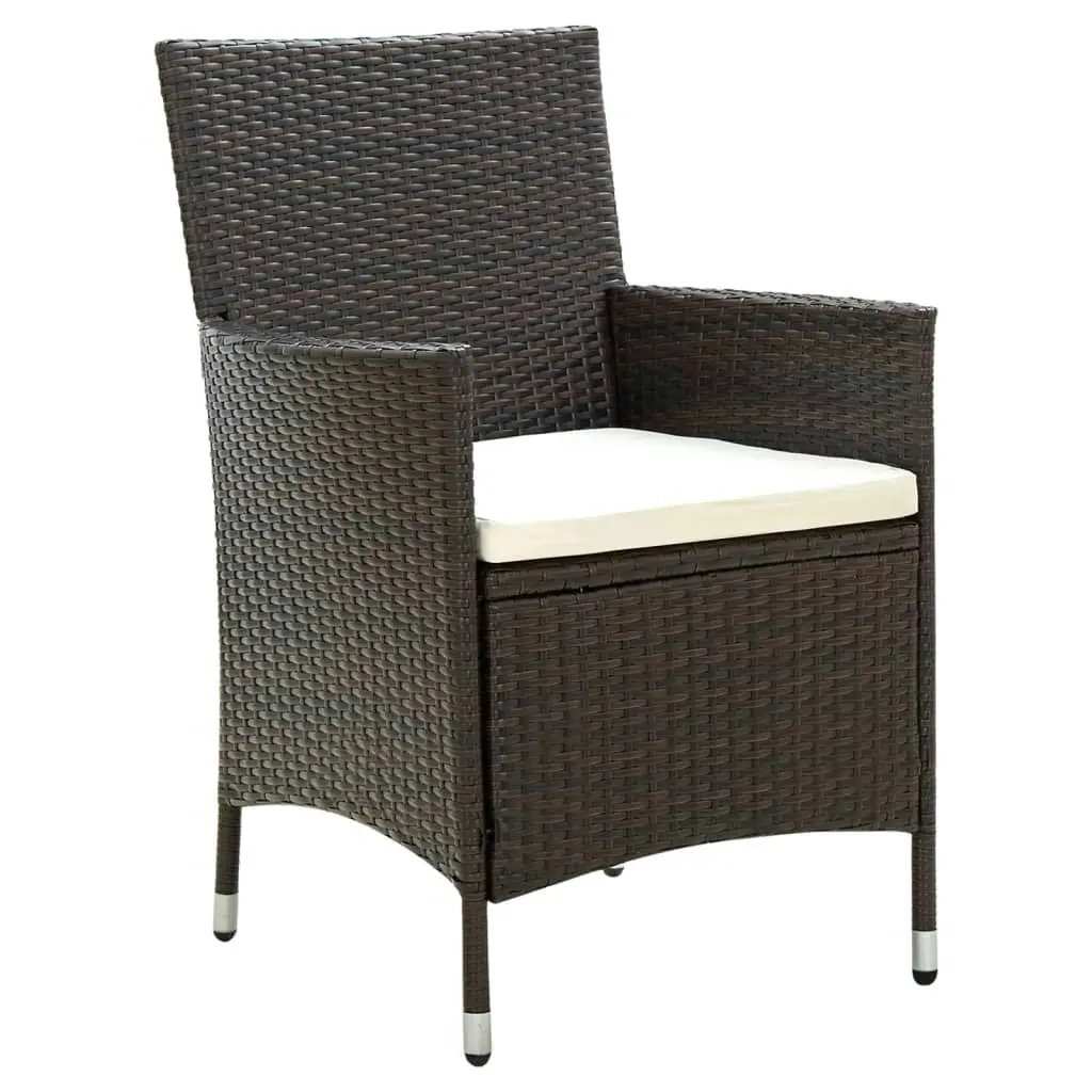 Garden Chairs with Cushions 2 pcs Poly Rattan Brown 316679