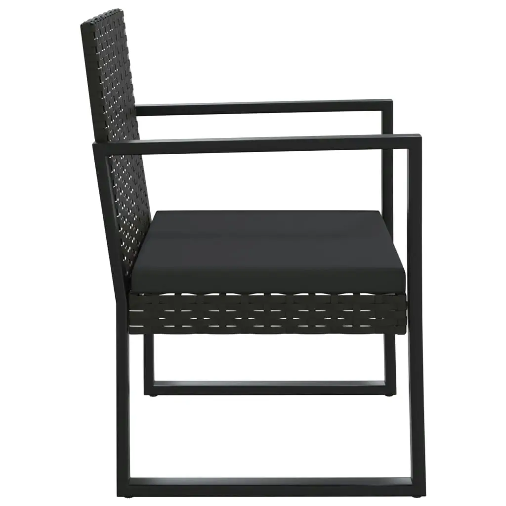 Garden Armchair with Cushion Black Poly Rattan 362324