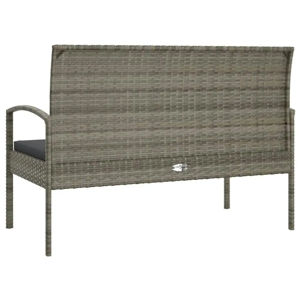 Garden Bench with Cushion Grey 105 cm Poly Rattan 362167