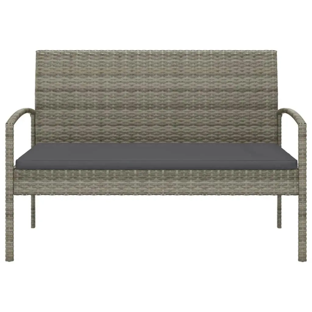 Garden Bench with Cushion Grey 105 cm Poly Rattan 362167