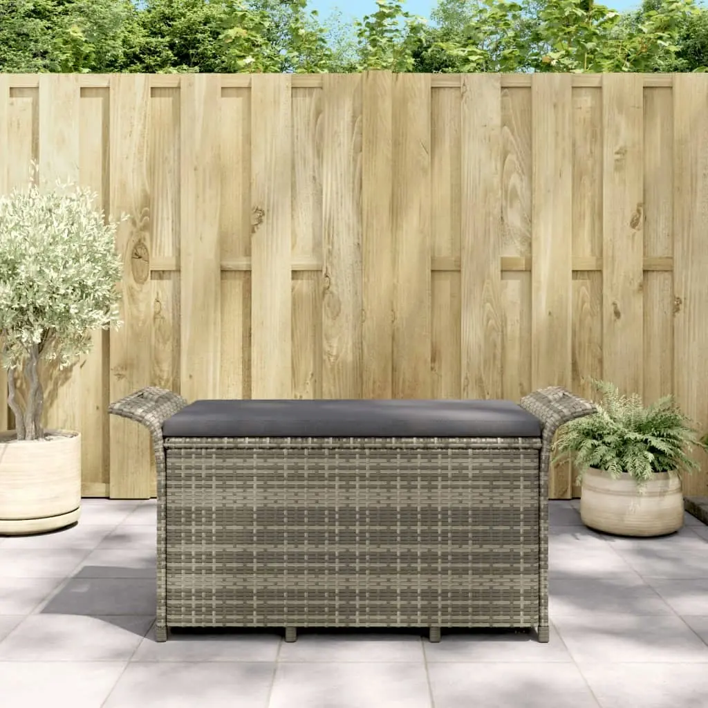 Garden Bench with Cushion Grey 116x46x57 cm Poly Rattan 363418