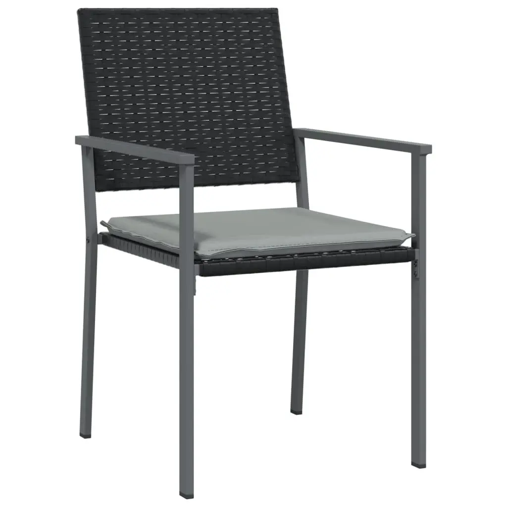 Garden Chairs with Cushions 2 pcs Black 54x62.5x89 cm Poly Rattan 364097