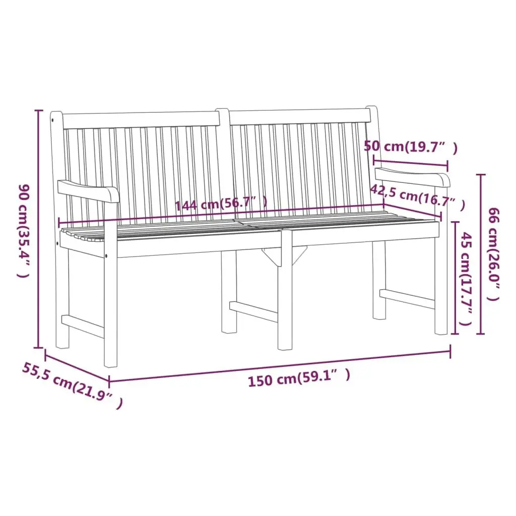 Garden Bench 150 cm Solid Acacia Wood 316611