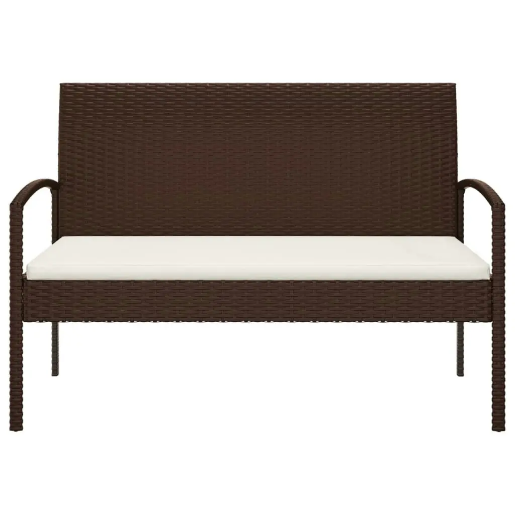 Garden Bench with Cushion Brown 105 cm Poly Rattan 362165