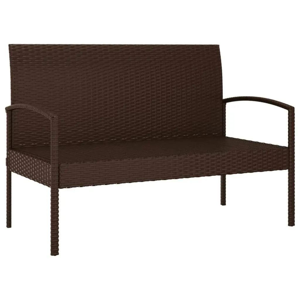 Garden Bench with Cushion Brown 105 cm Poly Rattan 362165