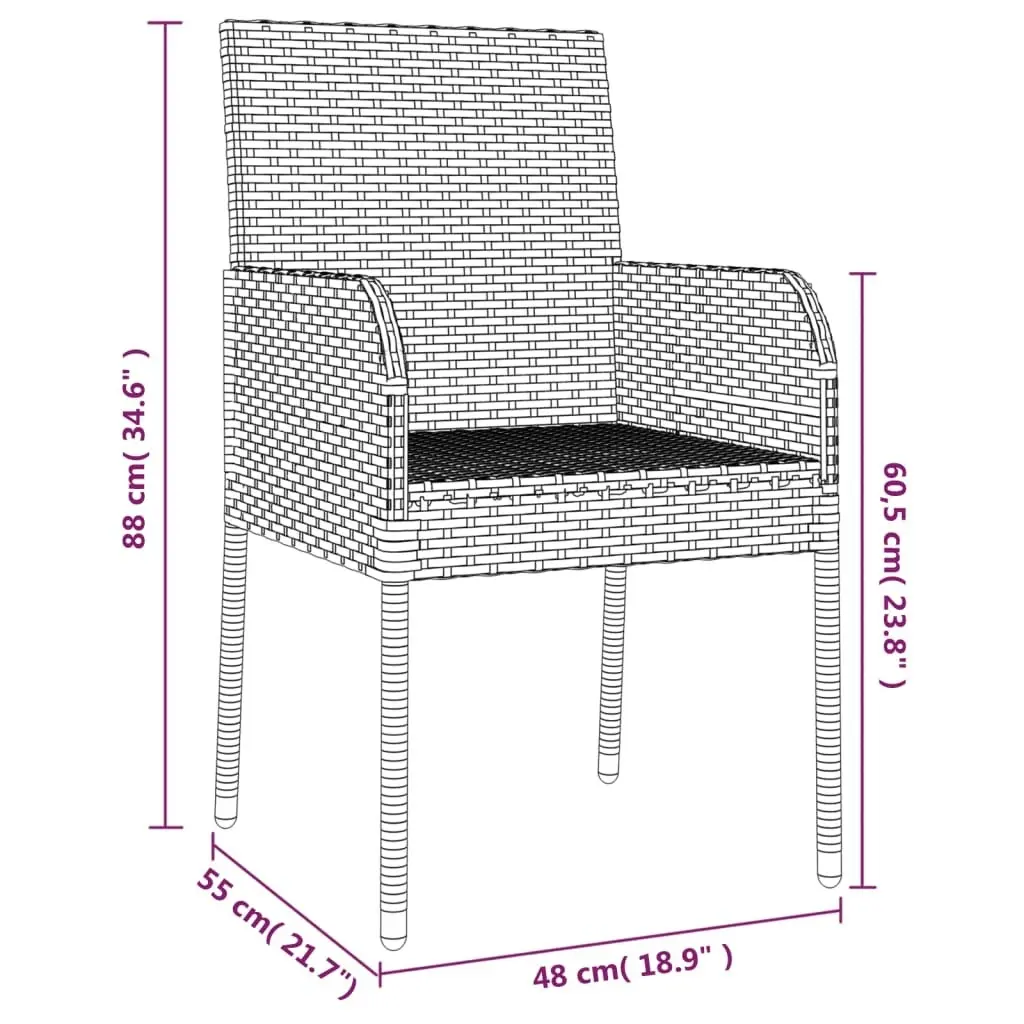 Garden Chairs with Cushions 2 pcs Poly Rattan Black 319885