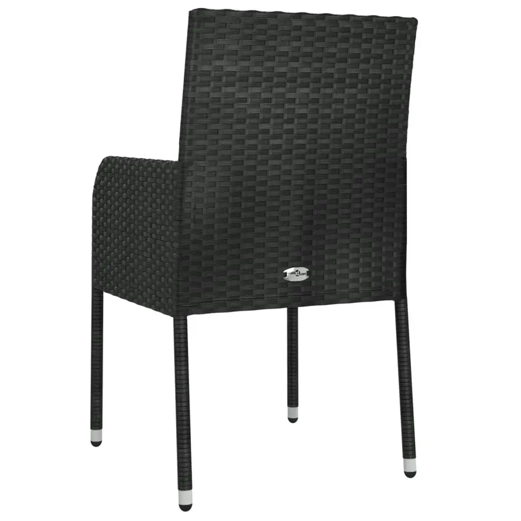 Garden Chairs with Cushions 2 pcs Poly Rattan Black 319885