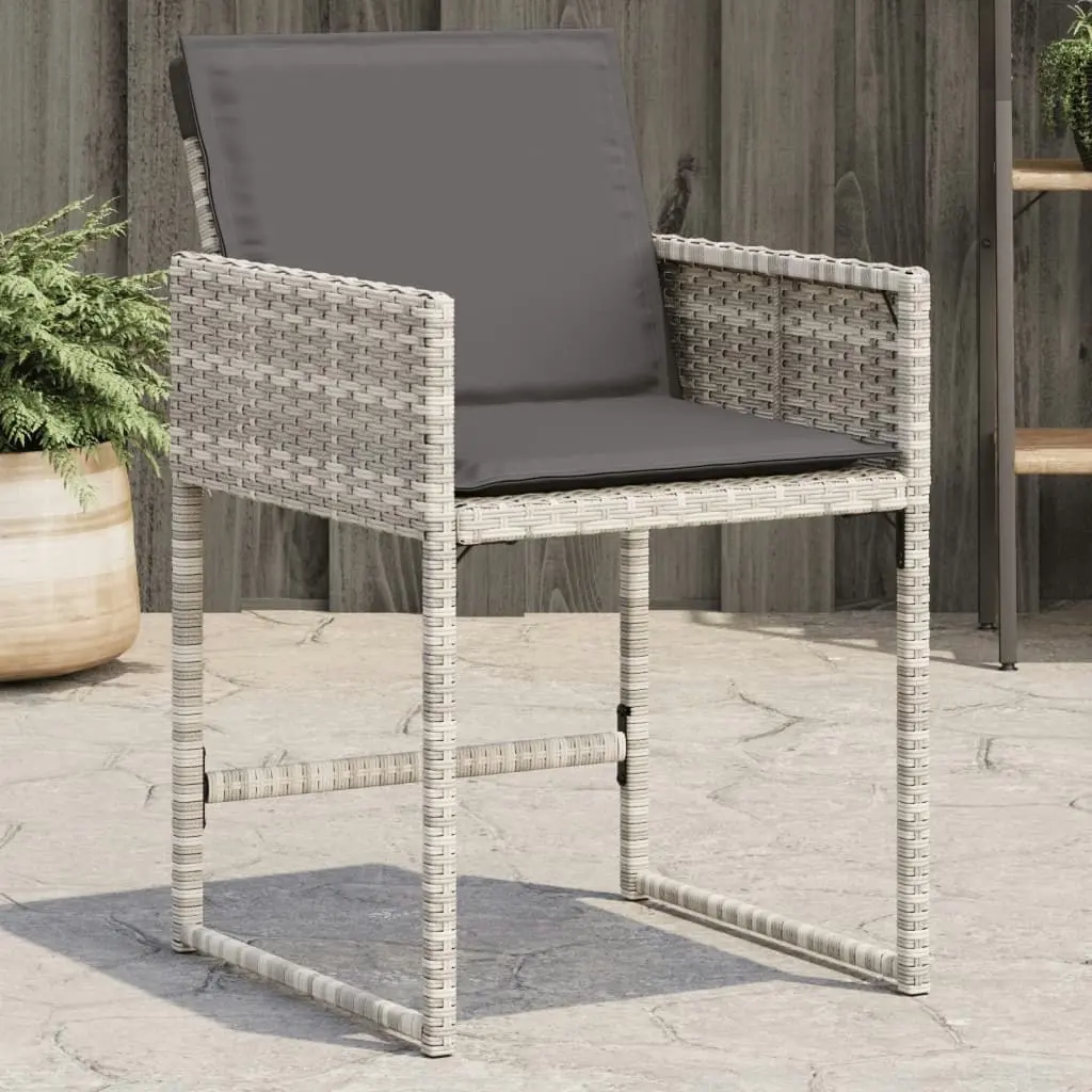 Garden Chairs with Cushions 4 pcs Light Grey Poly Rattan 365005