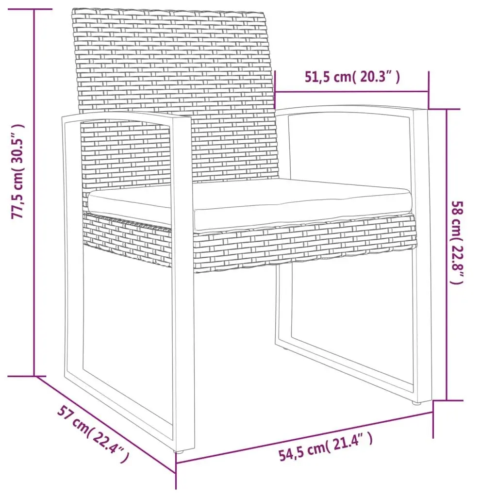 Garden Dining Chairs 2 pcs Dark Grey PP Rattan 360205