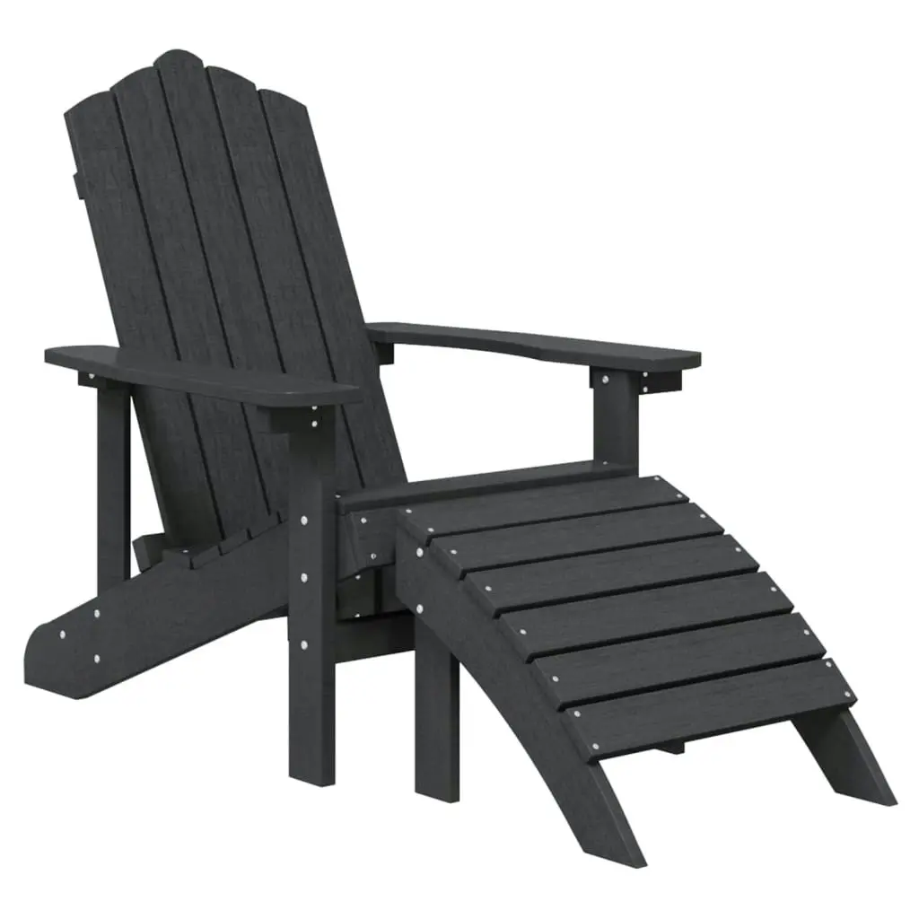 Garden Adirondack Chairs with Footstool & Table HDPE Anthracite 3095713