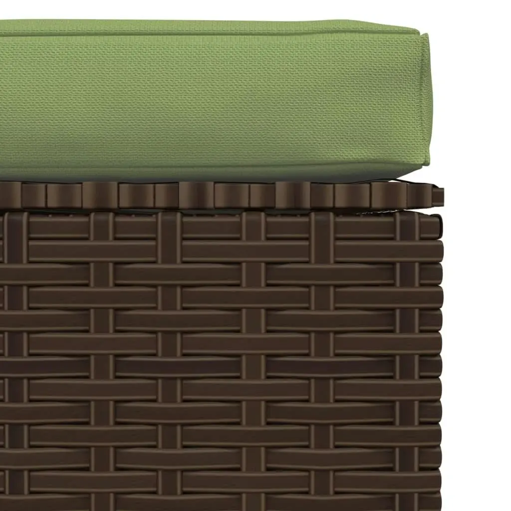 Garden Footrest with Cushion Brown 70x70x30 cm Poly Rattan 317558