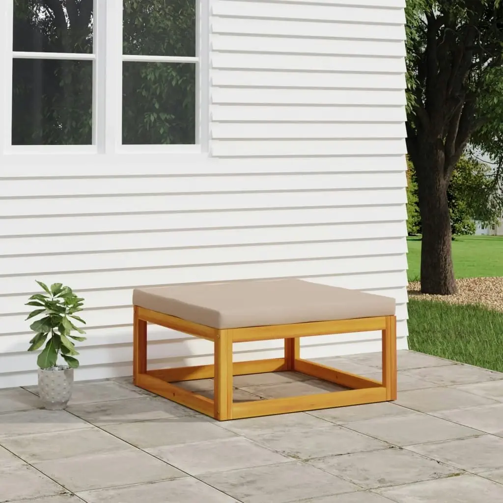 Garden Footrest with Taupe Cushion Solid Wood Acacia 360006