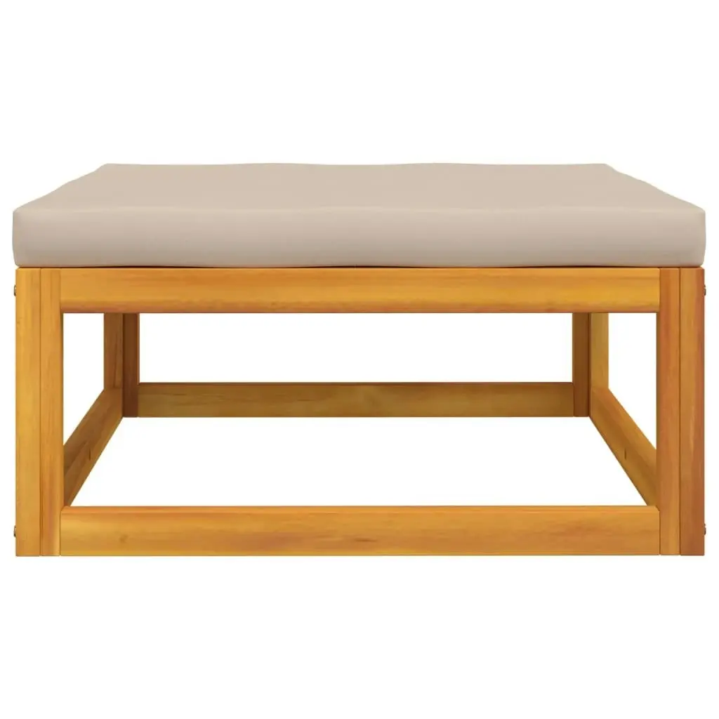 Garden Footrest with Taupe Cushion Solid Wood Acacia 360006