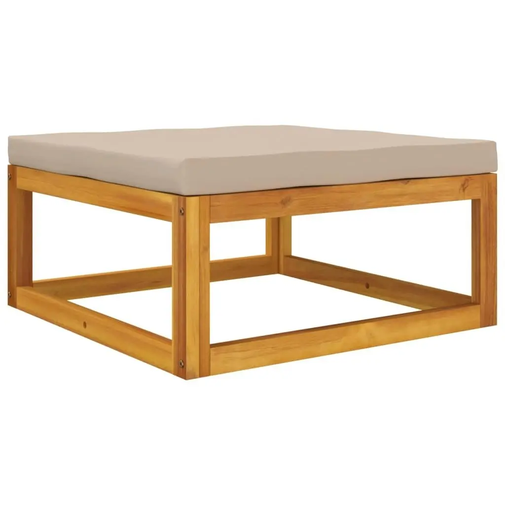 Garden Footrest with Taupe Cushion Solid Wood Acacia 360006