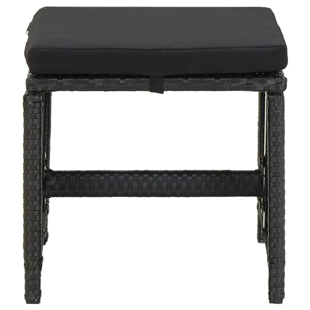 Garden Stools 4 pcs with Cushions Poly Rattan Black 316749