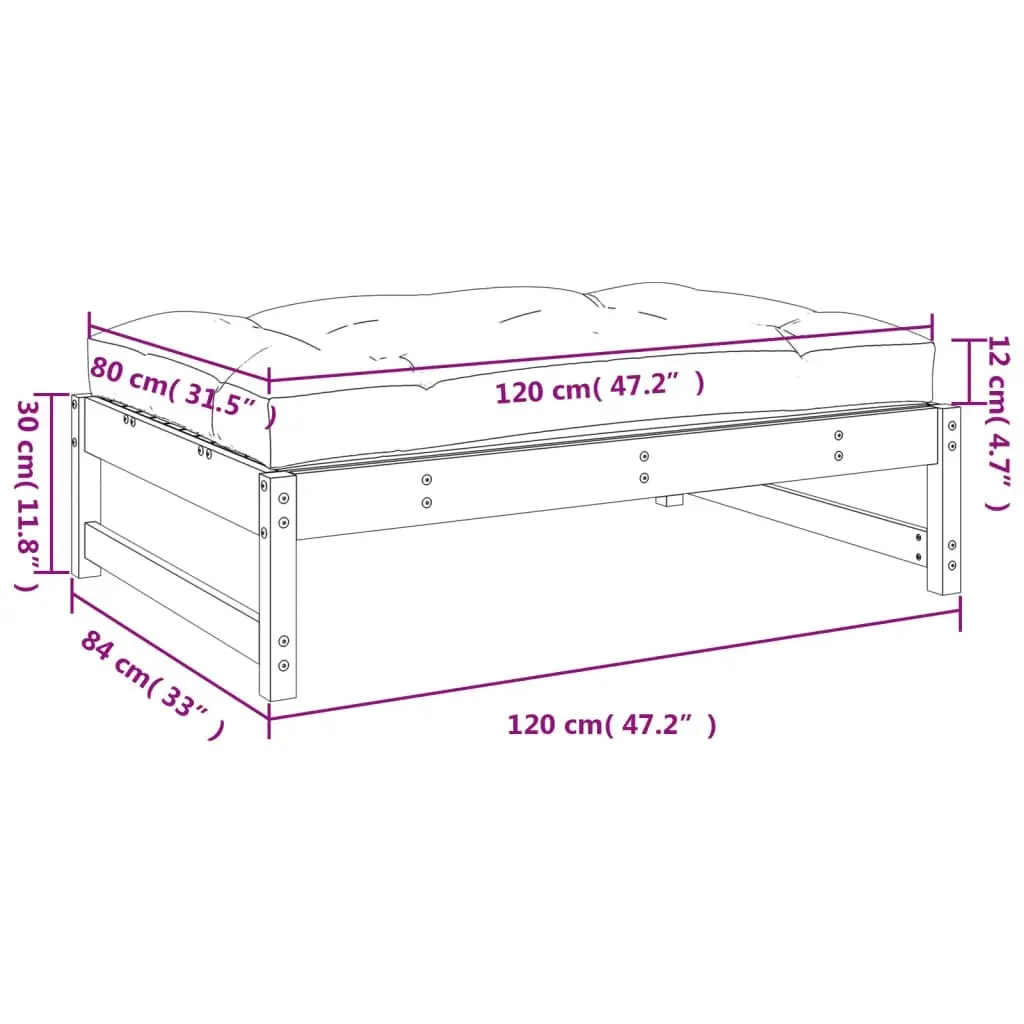 Garden Footstool White 120x80 cm Solid Wood Pine 825738