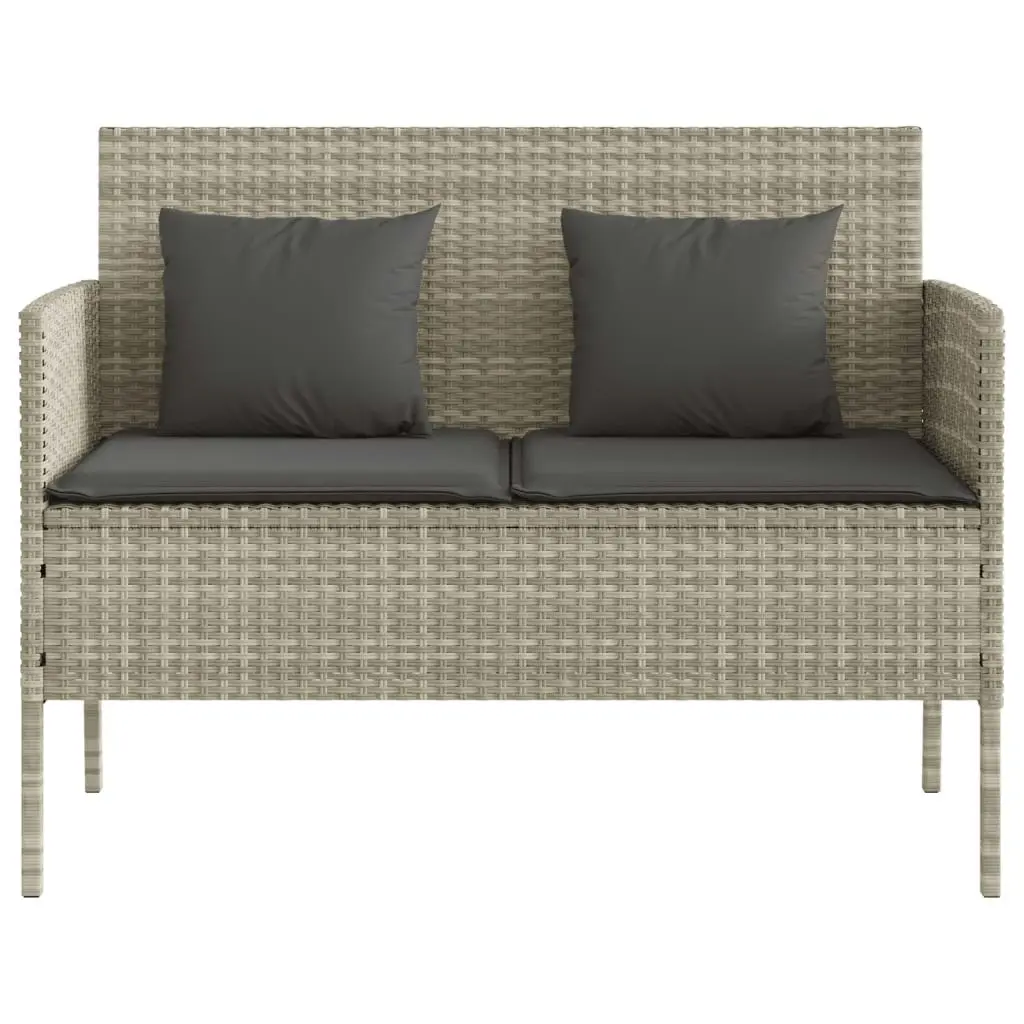 Garden Bench with Cushions Light Grey Poly Rattan 365776