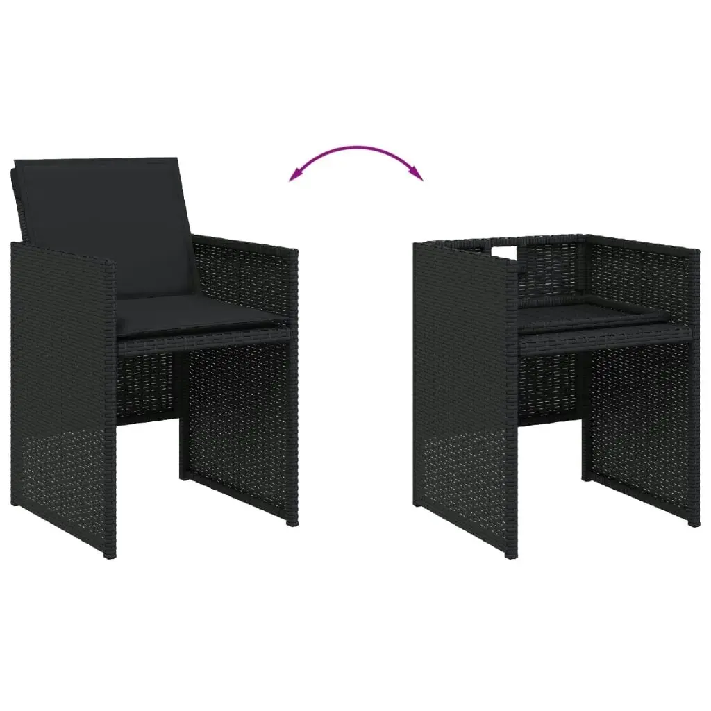 Garden Chairs with Cushions 4 pcs Black Poly Rattan 364933