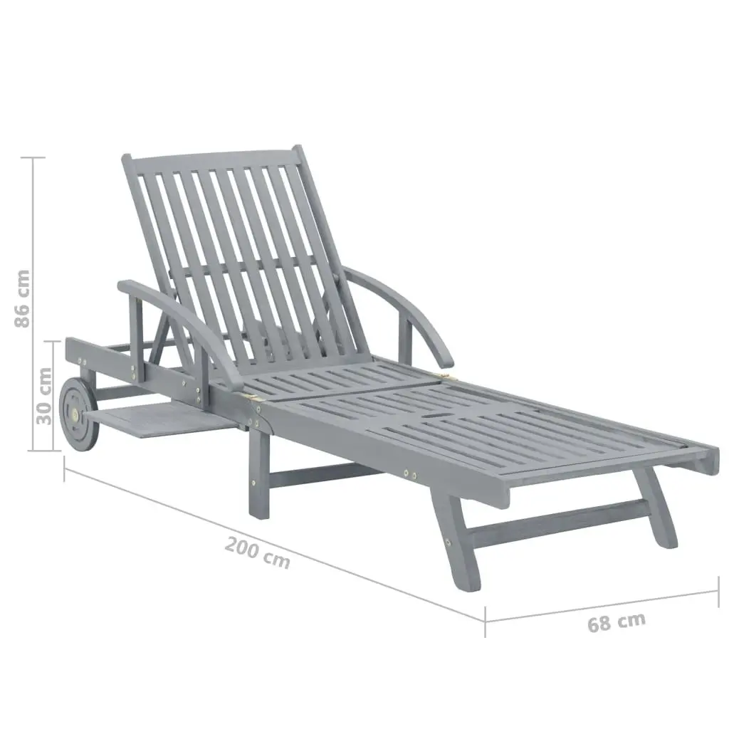 Garden Sun Lounger with Cushion Solid Acacia Wood 3061333