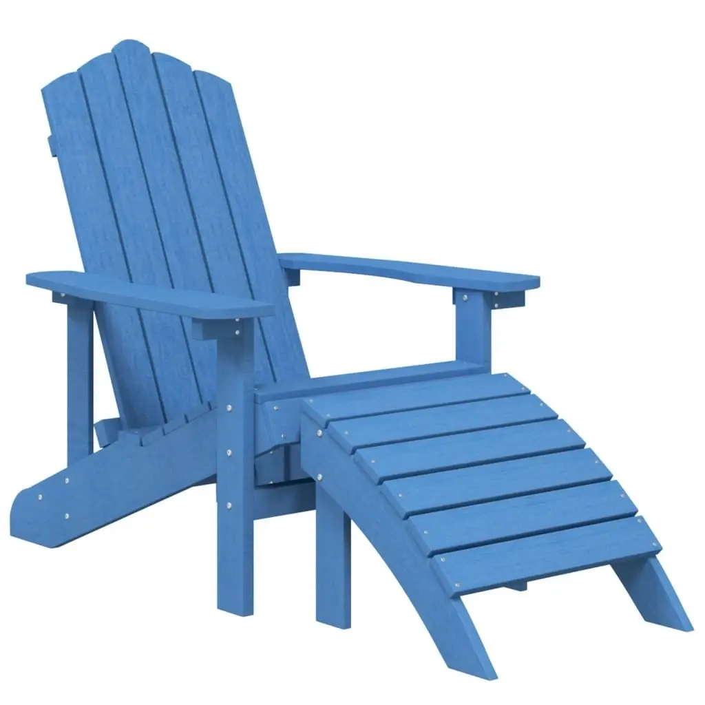 Garden Adirondack Chair with Footstool & Table HDPE Aqua Blue 3095711