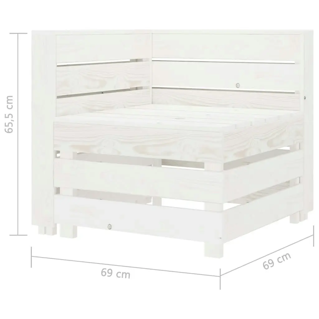 Garden Pallet Corner Sofa White Wood 313580