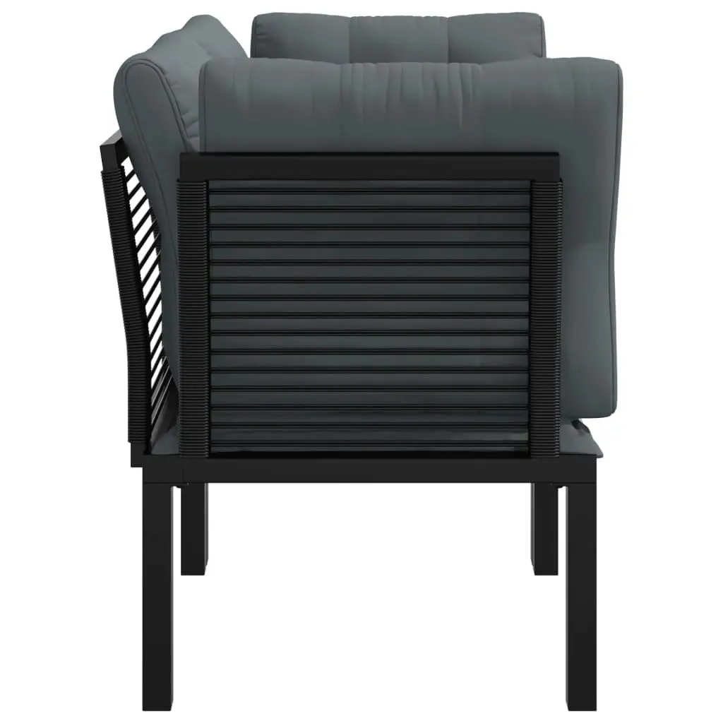 Garden Corner Chairs with Cushions 2 pcs Black&Grey Poly Rattan 362801