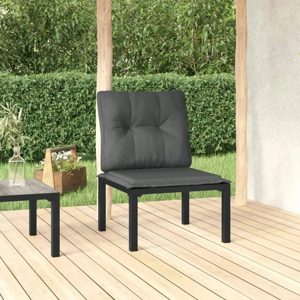 Garden Chair with Cushions Black and Grey Poly Rattan 362798