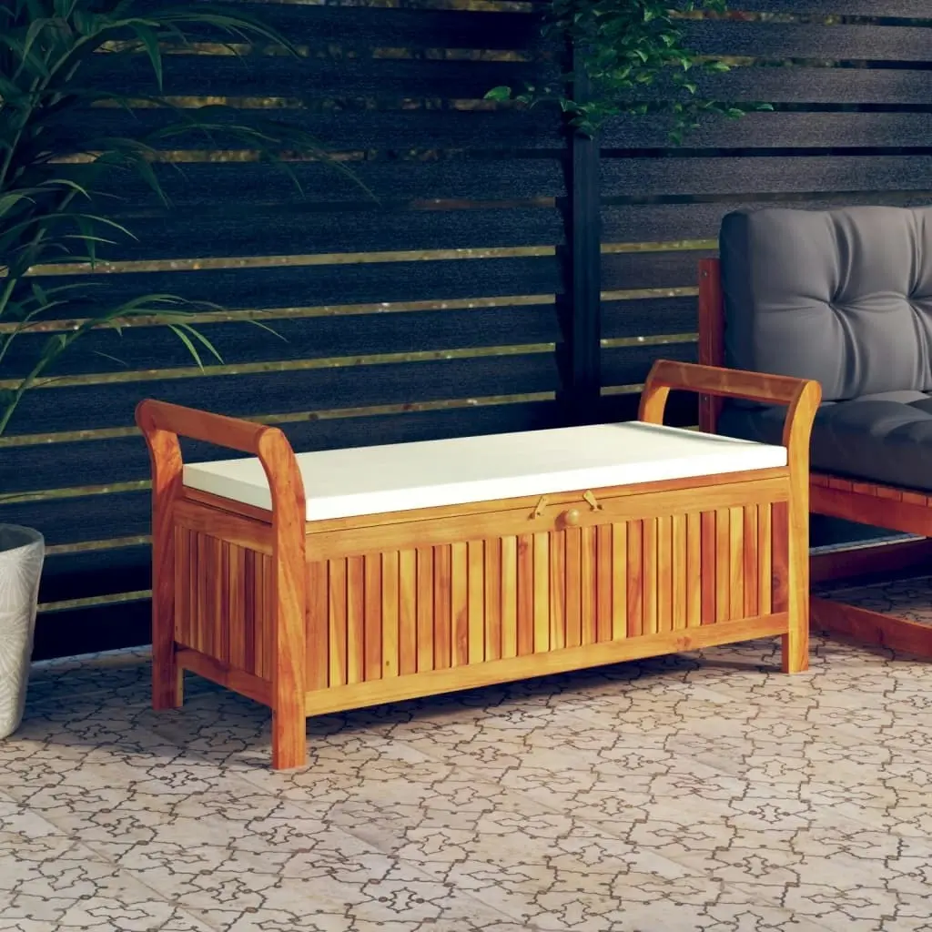 Garden Storage Bench with Cushion 126 cm Solid Wood Acacia 319715