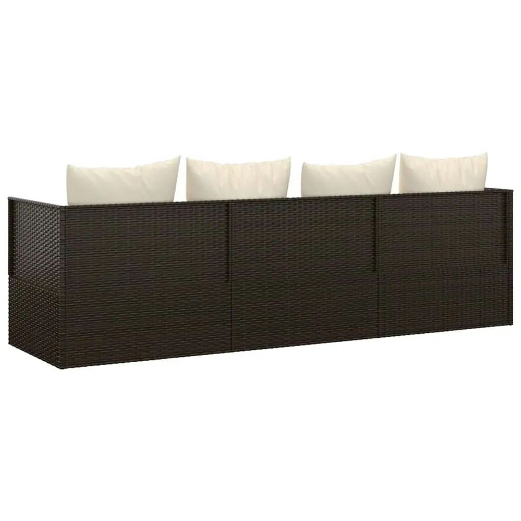 Outdoor Lounge Bed with Cushions Brown Poly Rattan 319563