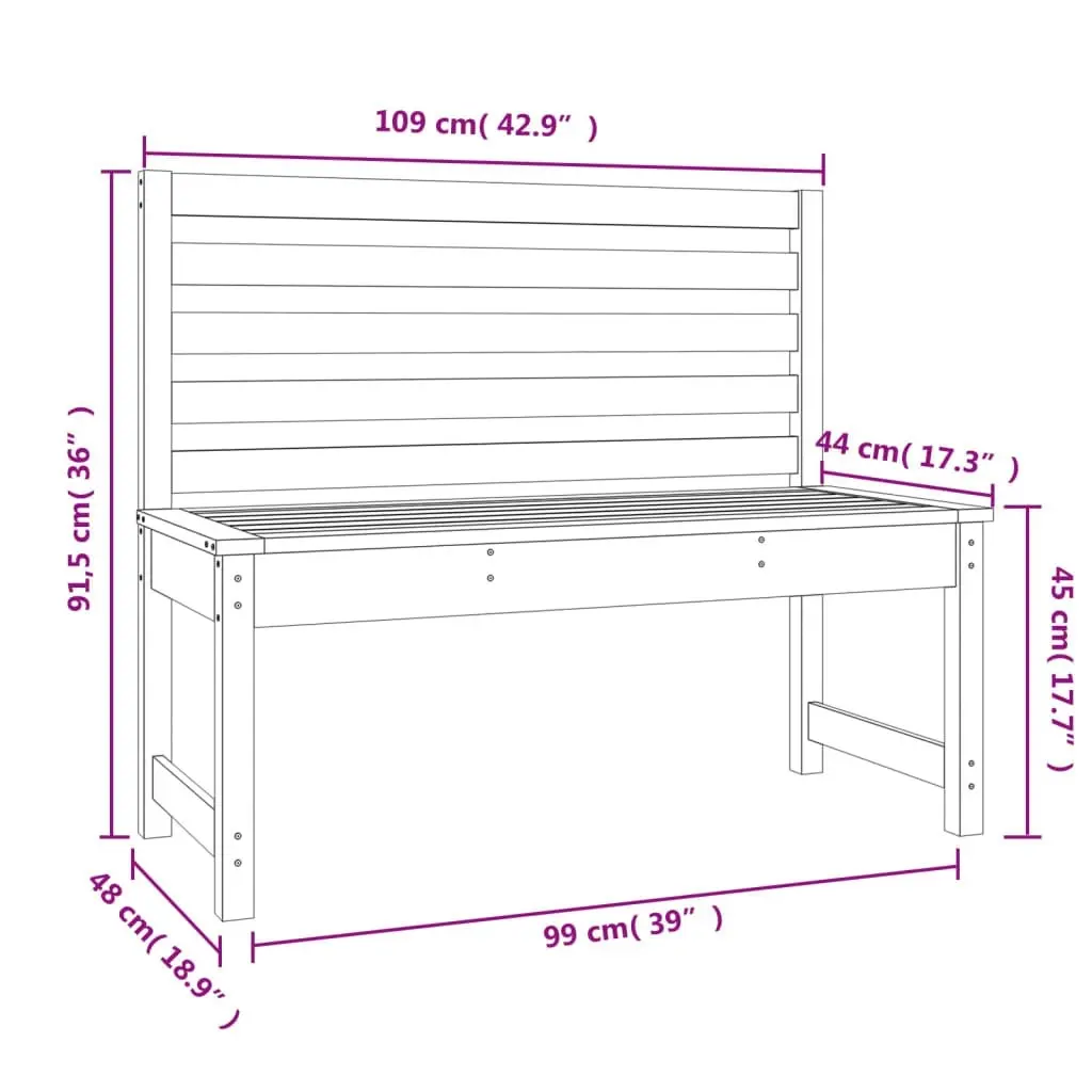 Garden Bench White 109 cm Solid Wood Pine 824033