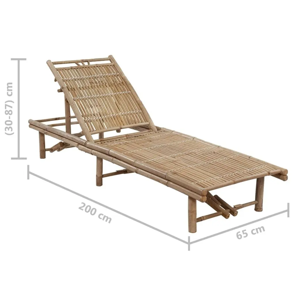 Garden Sun Lounger with Cushion Bamboo 3061636