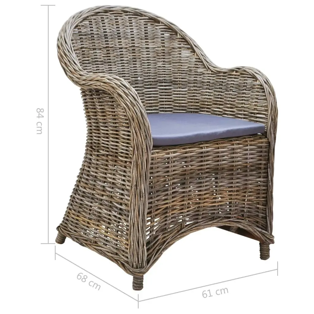 Outdoor Chairs 4 pcs with Cushions Natural Rattan 278736