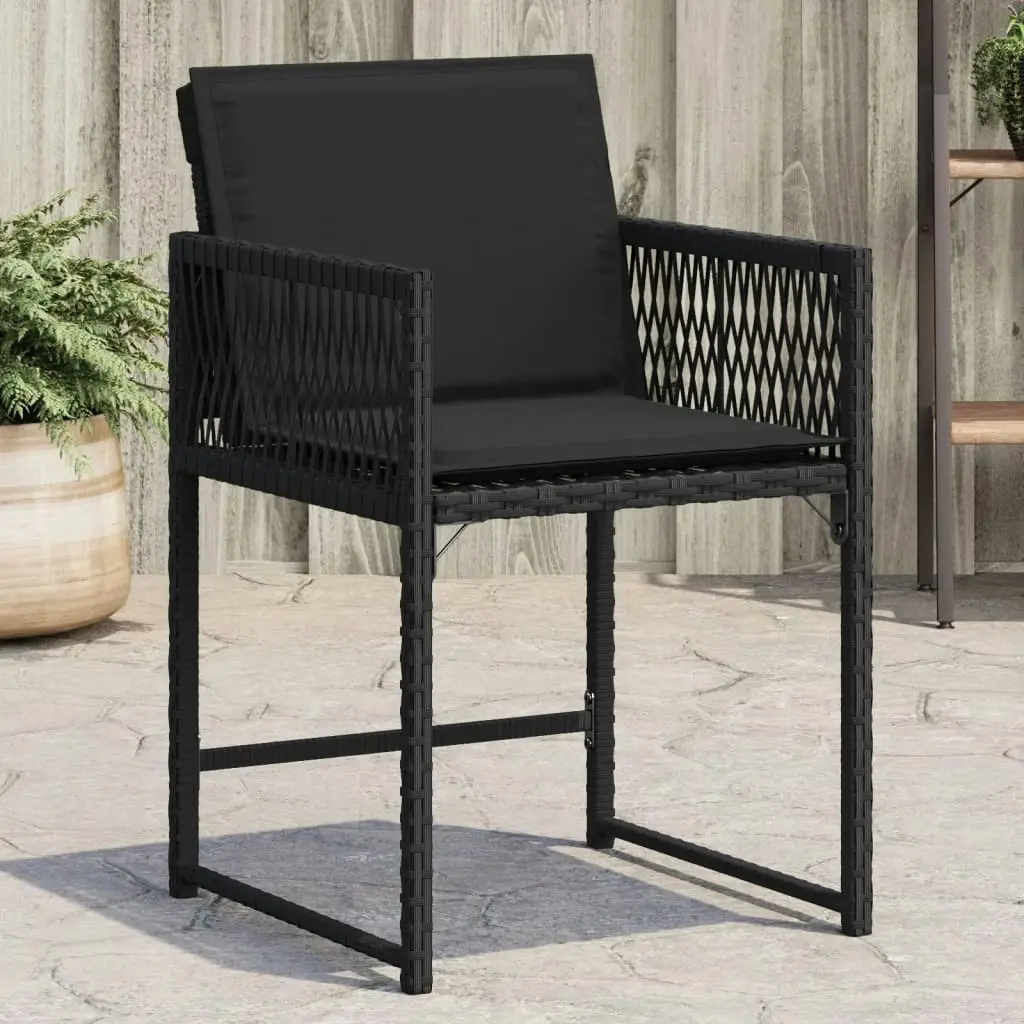 Garden Chairs with Cushions 4 pcs Black Poly Rattan 365018