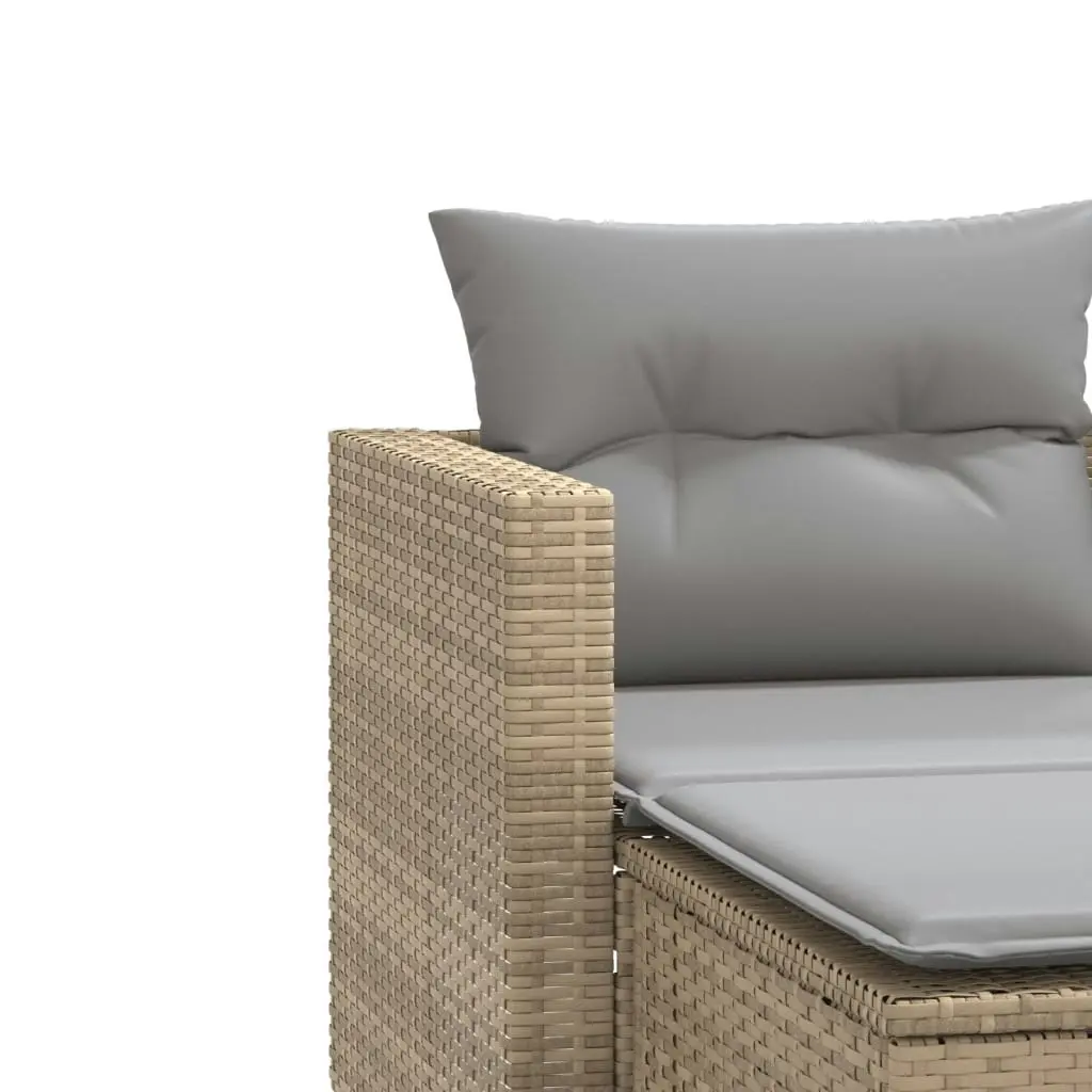 Garden Sofa 2-Seater with Stools Beige Poly Rattan 365795