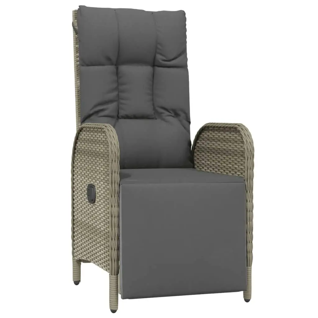 Garden Reclining Chairs 2 pcs with Table Grey Poly Rattan 319909