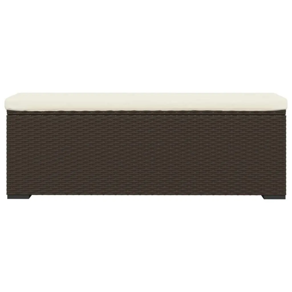 Ottoman Bench with Cushion Brown 110x30x40 cm Poly Rattan 319397