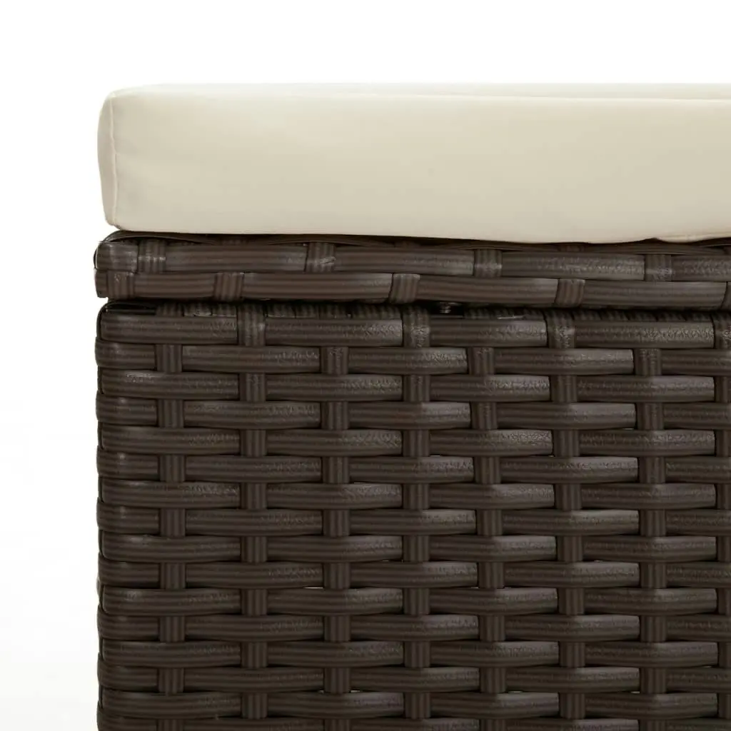 Ottoman Bench with Cushion Brown 110x30x40 cm Poly Rattan 319397