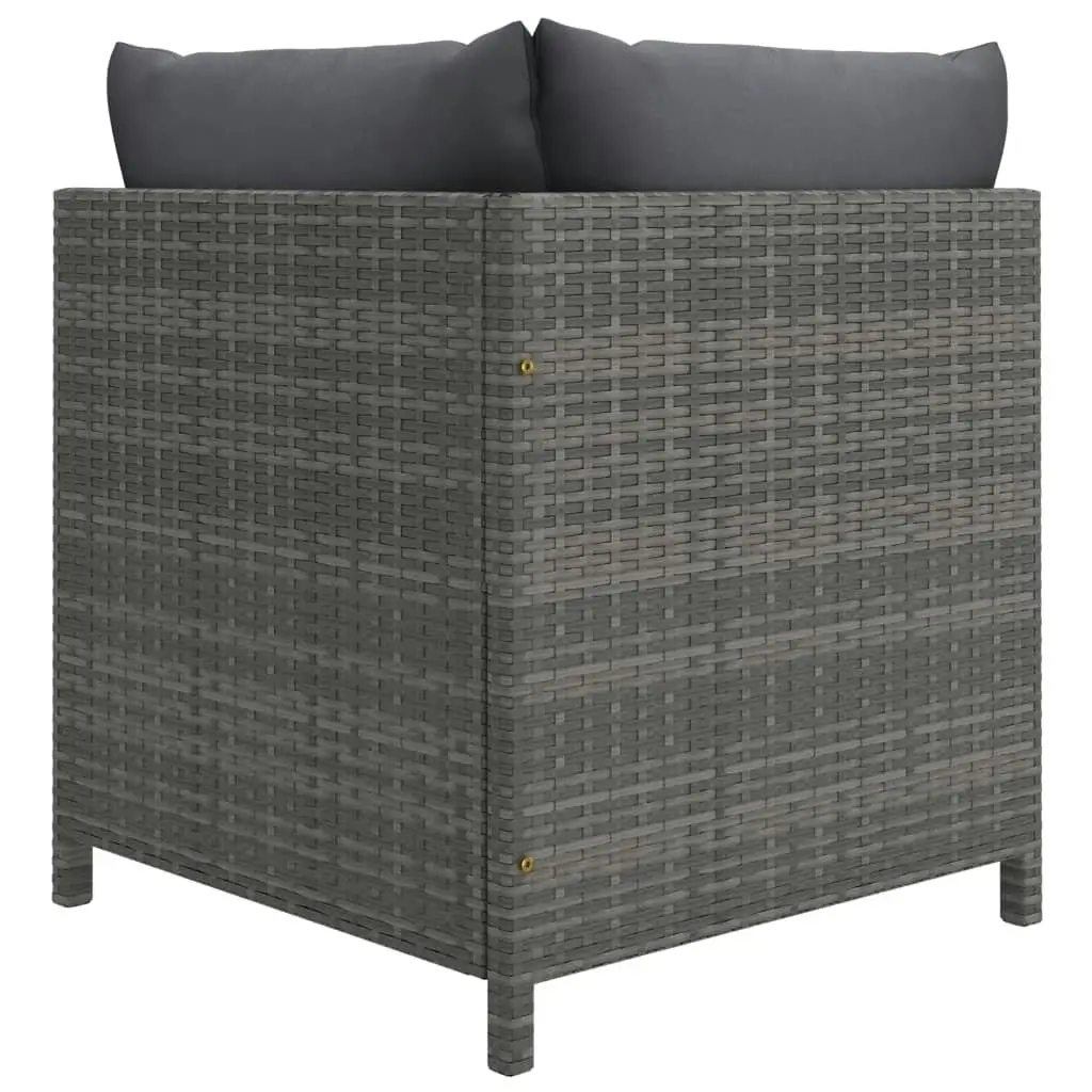 Sectional Corner Sofa with Cushions Grey Poly Rattan 313493