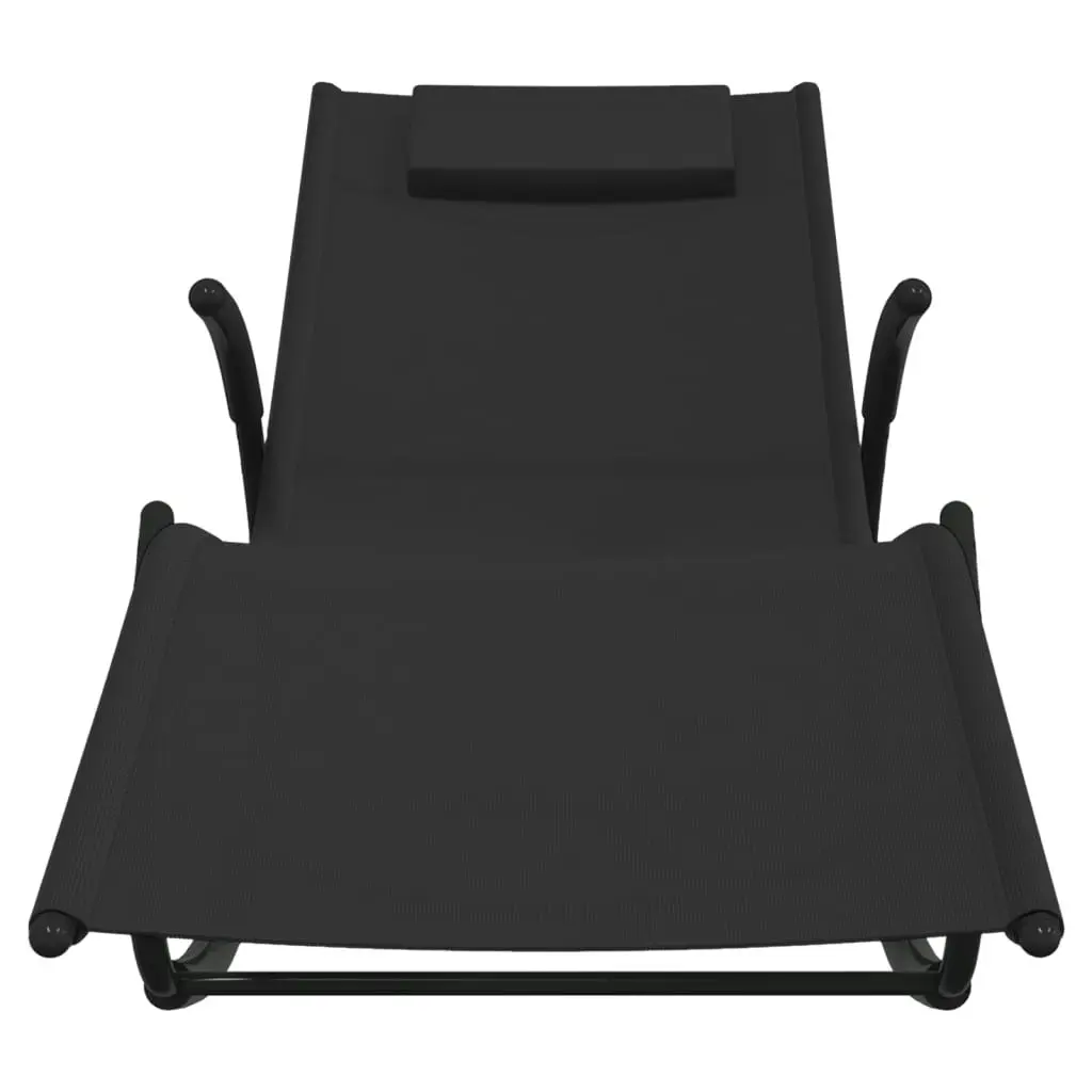 Rocking Sun Lounger Black Steel and Textilene 318112