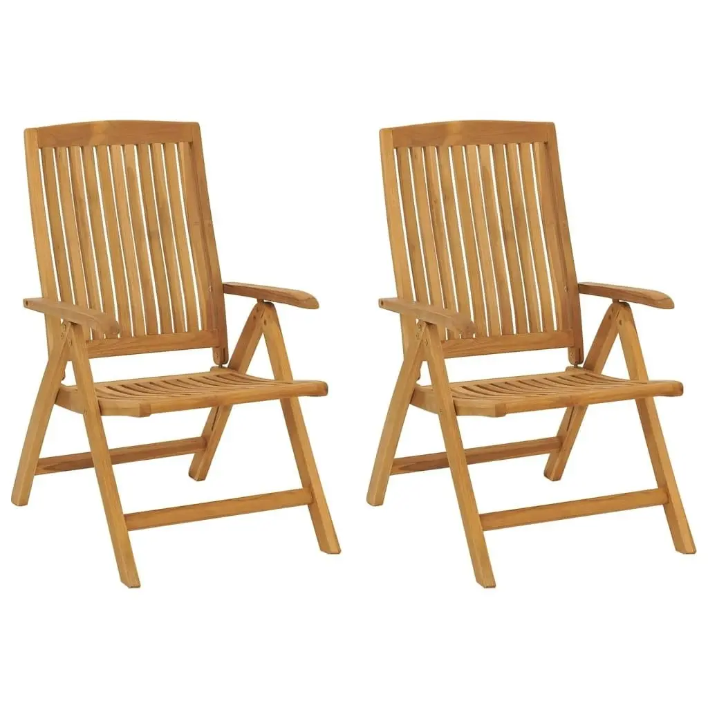 Reclining Garden Chairs with Cushions 2 pcs Solid Wood Teak 3196433