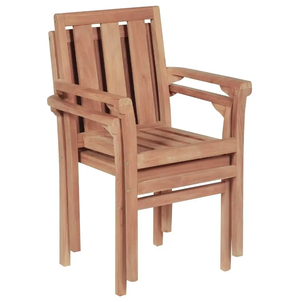 Stackable Garden Chairs 2 pcs Solid Teak Wood 43041