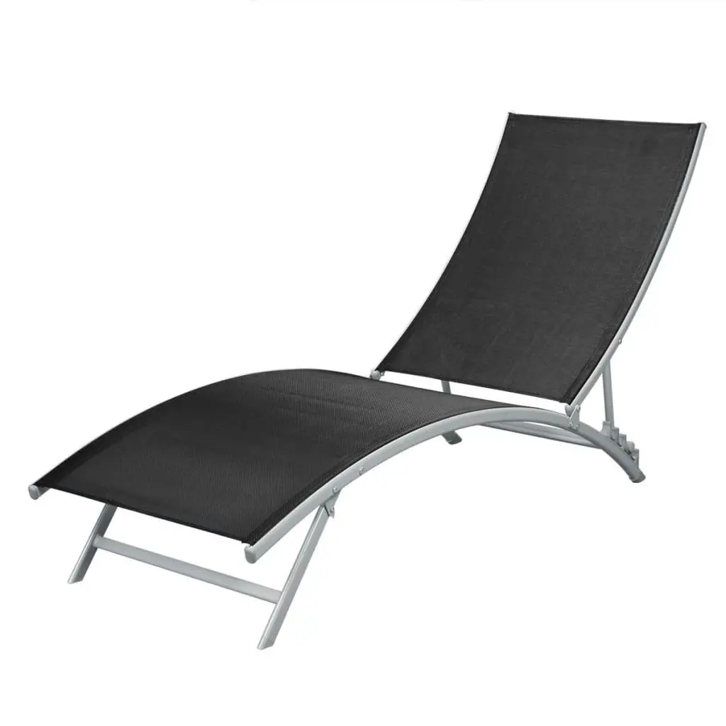 Sun Lounger Steel and Textilene Black 42866