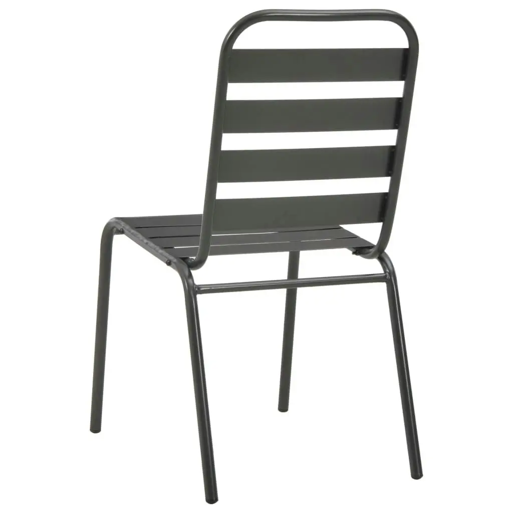 Outdoor Chairs 4 pcs Slatted Design Steel Dark Grey 310155