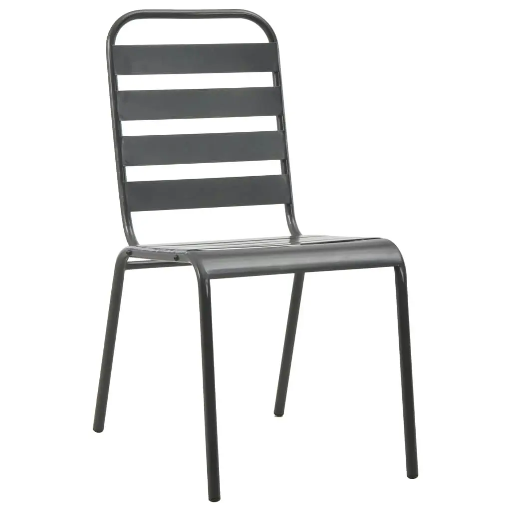 Outdoor Chairs 4 pcs Slatted Design Steel Dark Grey 310155