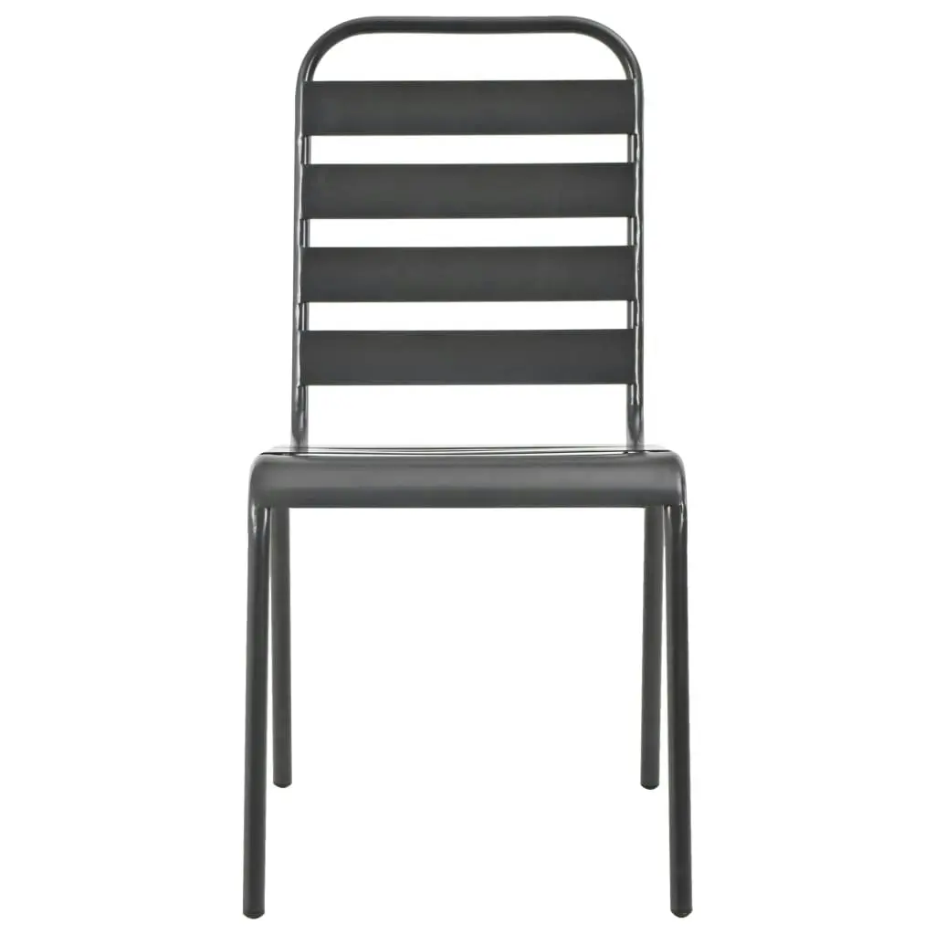 Outdoor Chairs 4 pcs Slatted Design Steel Dark Grey 310155