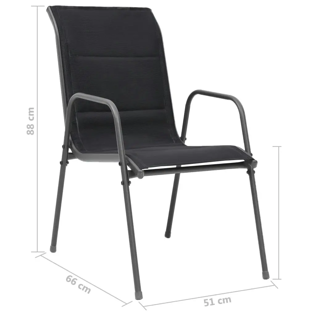 Stackable Garden Chairs 2 pcs Steel and Textilene Black 313072