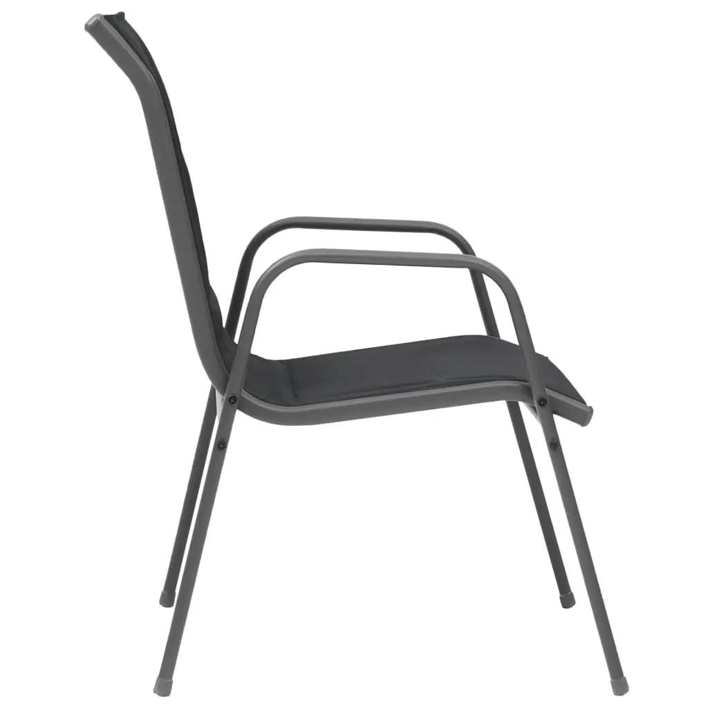 Stackable Garden Chairs 2 pcs Steel and Textilene Black 313072